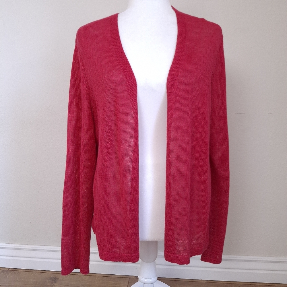 J. Jill Linen Blend Open Front Cardigan